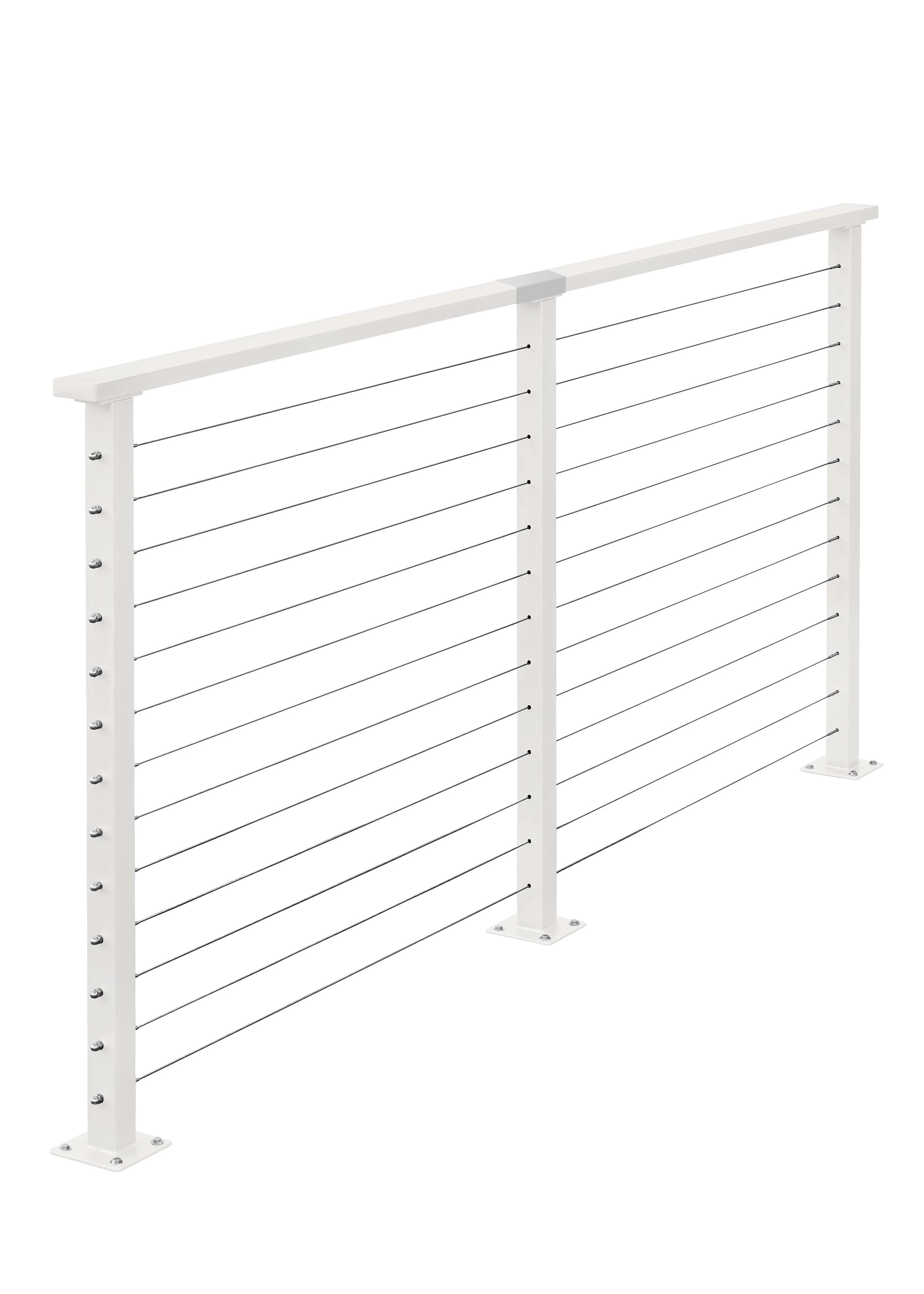 10 ft. Deck Cable Railing, 42 in. Base Mount, White , Stainless - Image 2