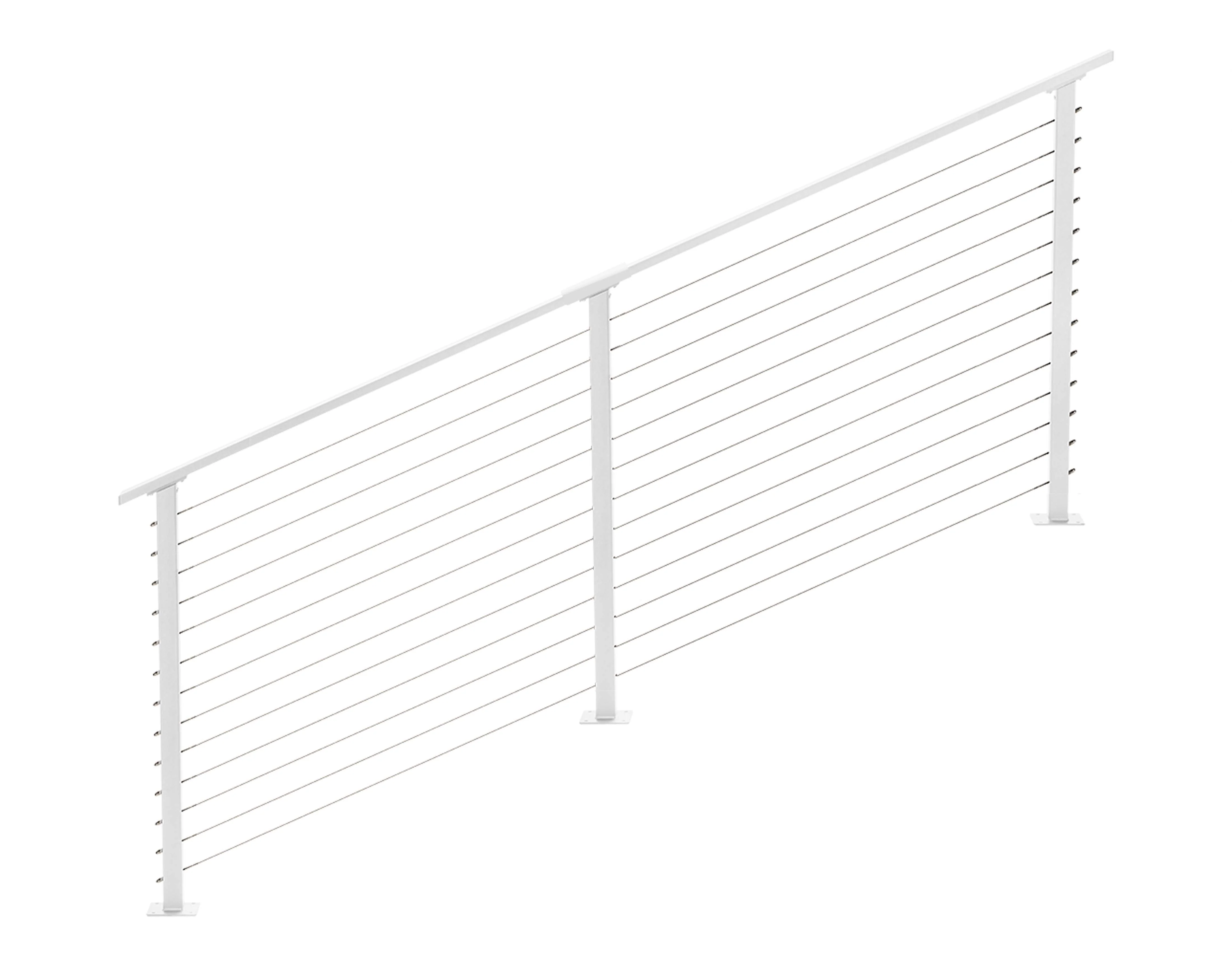 10 ft. Stair Cable Railing, 42 in. Base Mount, White