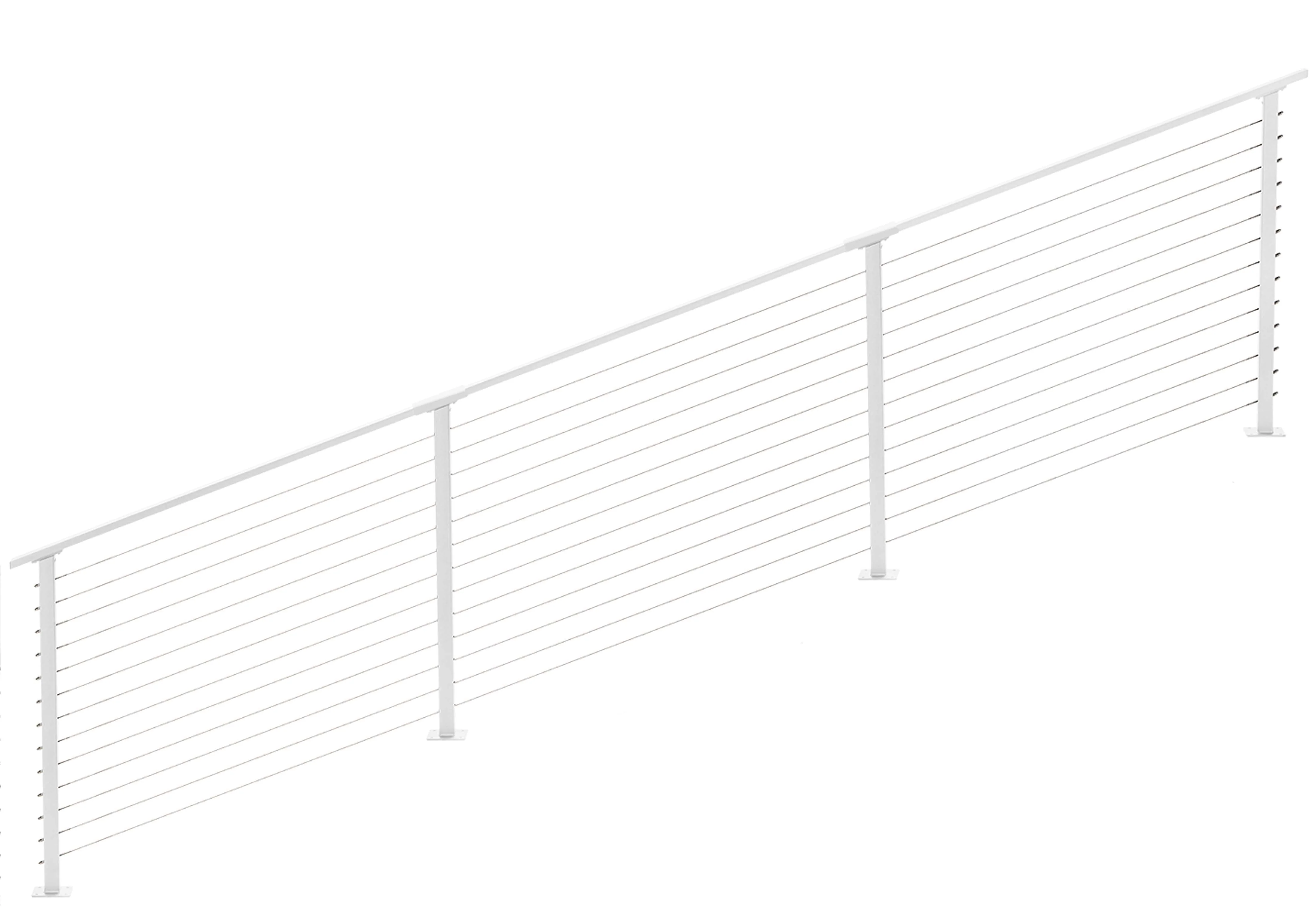 16 ft. Stair Cable Railing, 42 in. Base Mount, White , Stainless