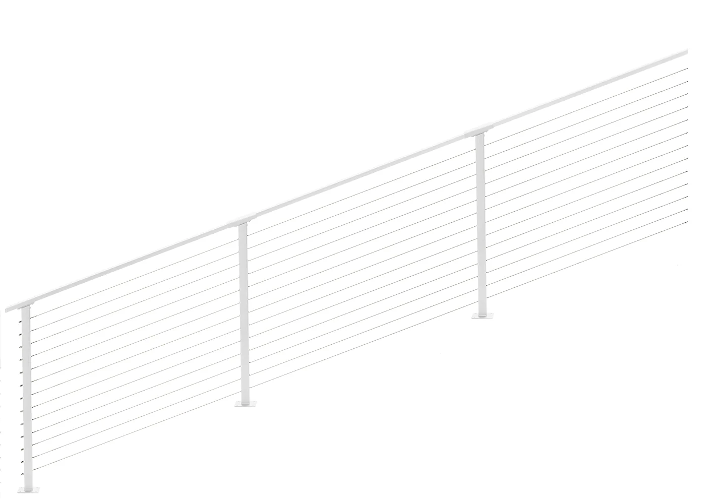 20 ft. Stair Cable Railing, 42 in. Base Mount, White