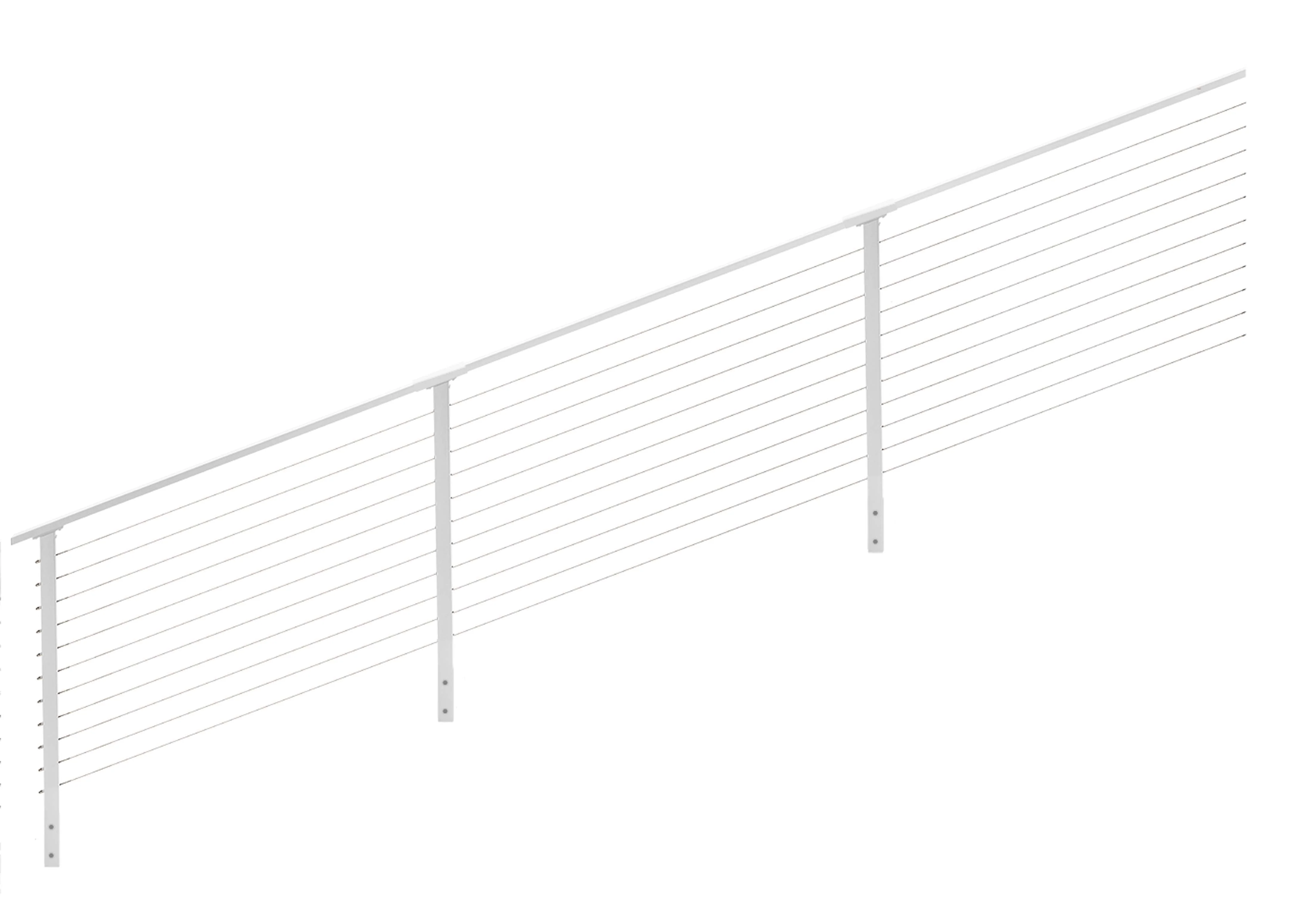 24 ft. Stair Cable Railing, 36 in. Face Mount, White , Stainless