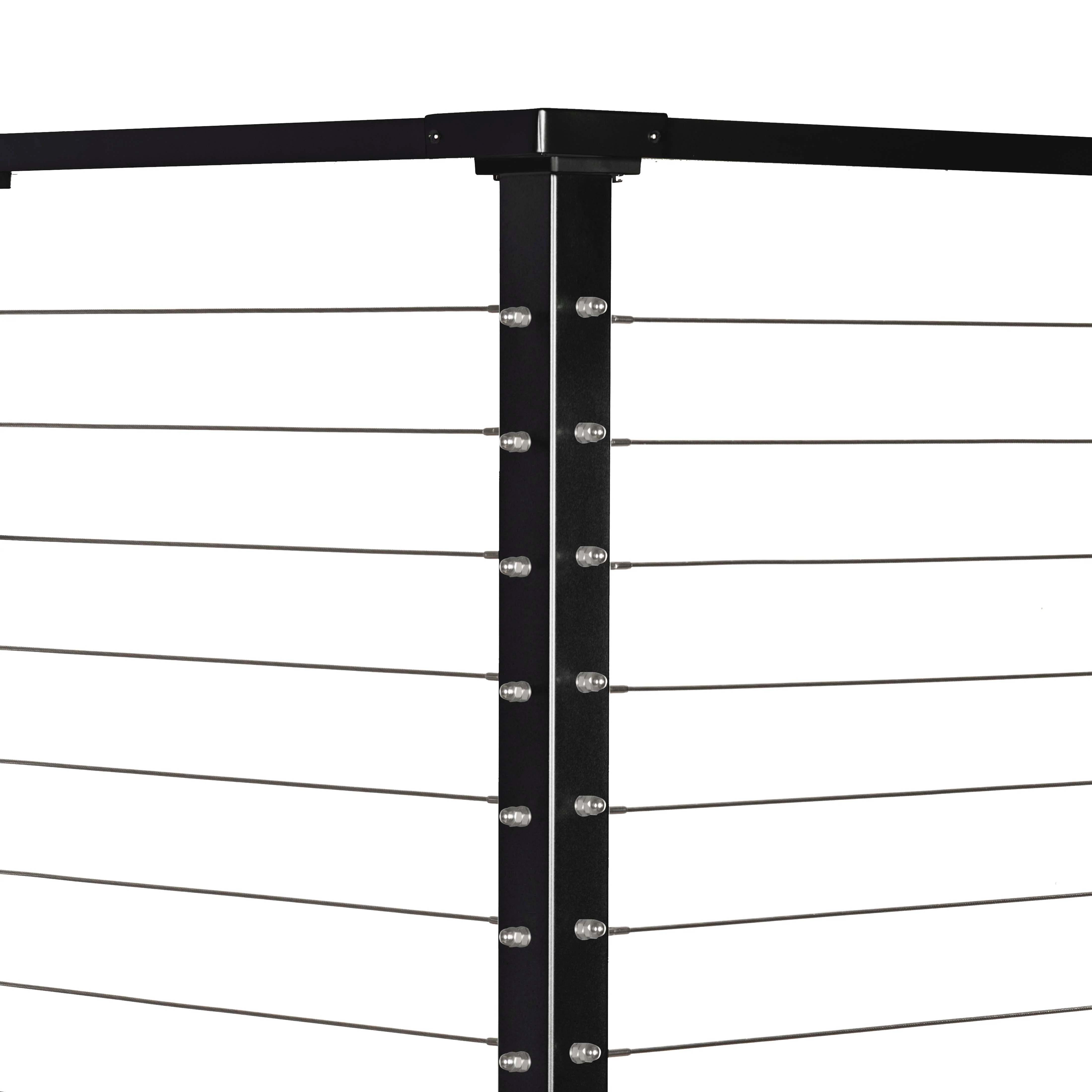 36", Base Mount, Corner, Stainless Post, Black - Image 3