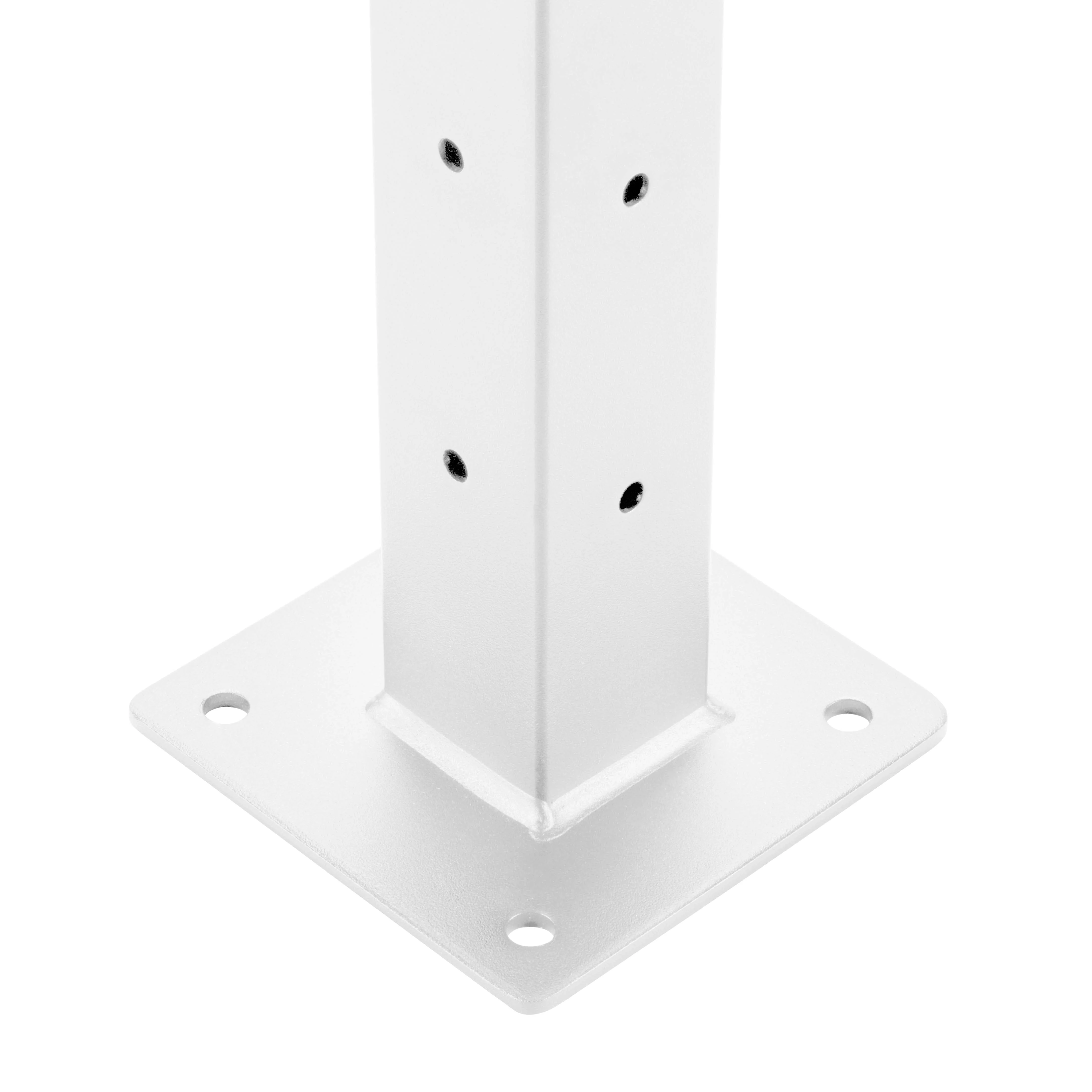 36", Base Mount, Corner, Stainless Post, White - Image 2