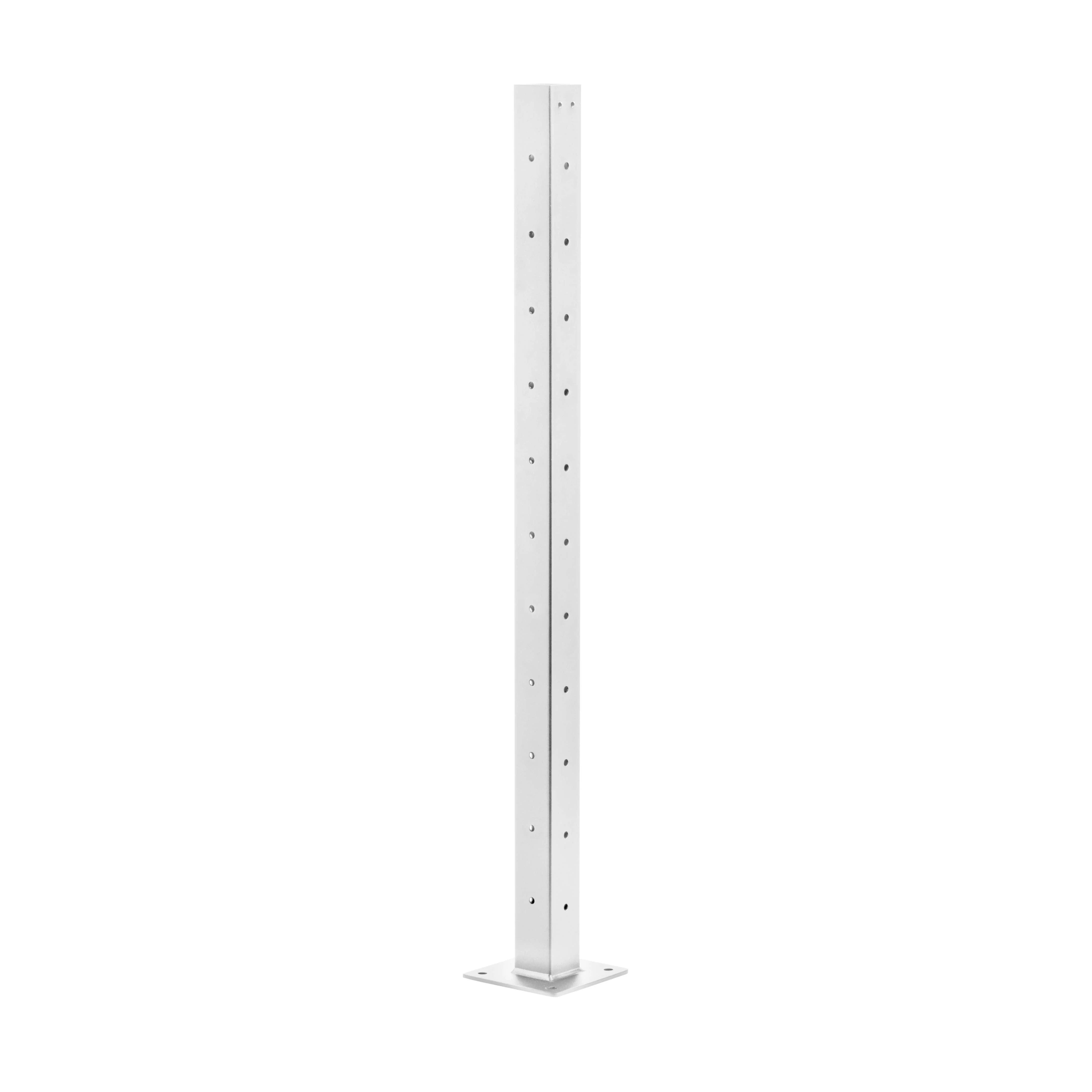 36", Base Mount, Corner, Zinc Post, White