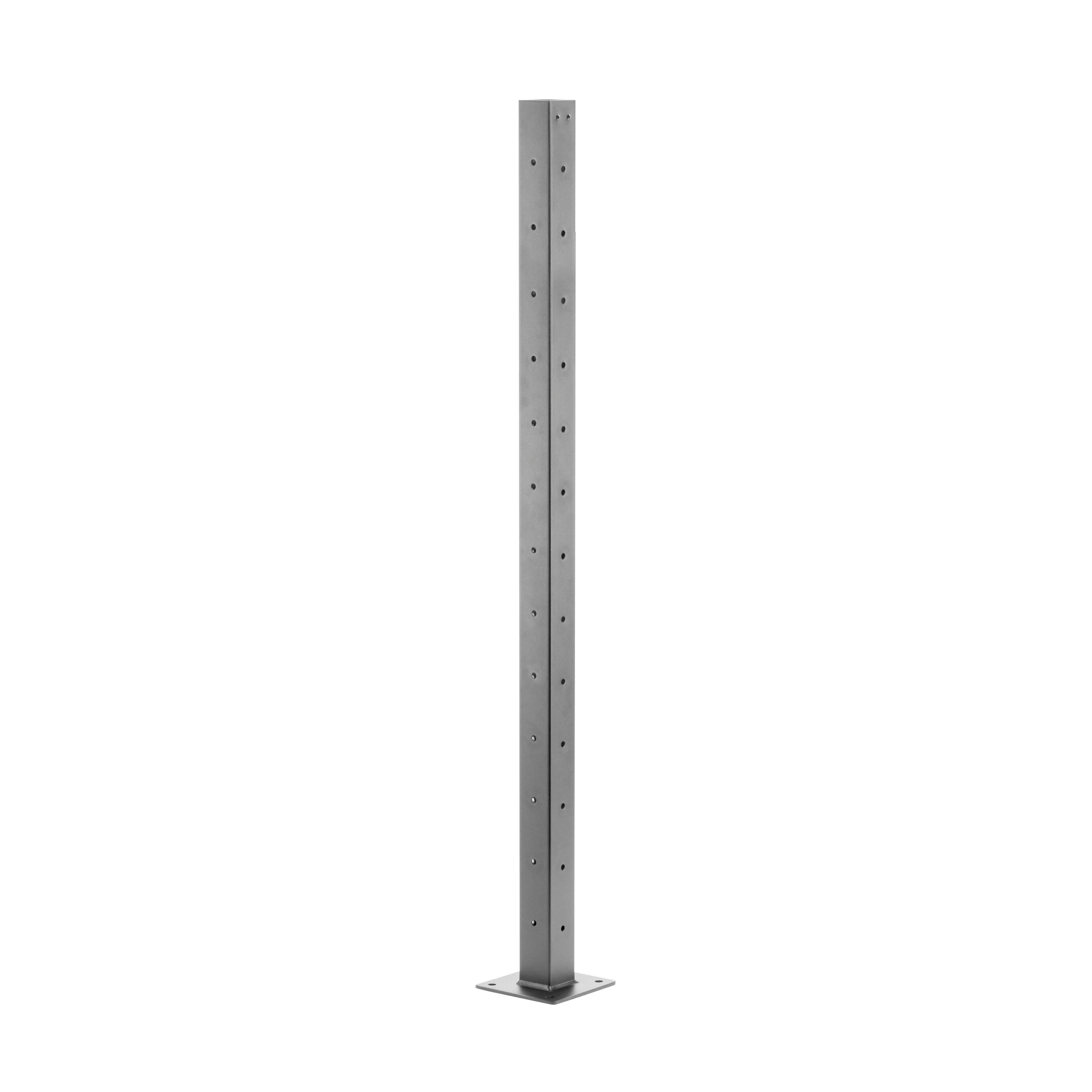 42", Base Mount, Corner, Stainless Post, Grey