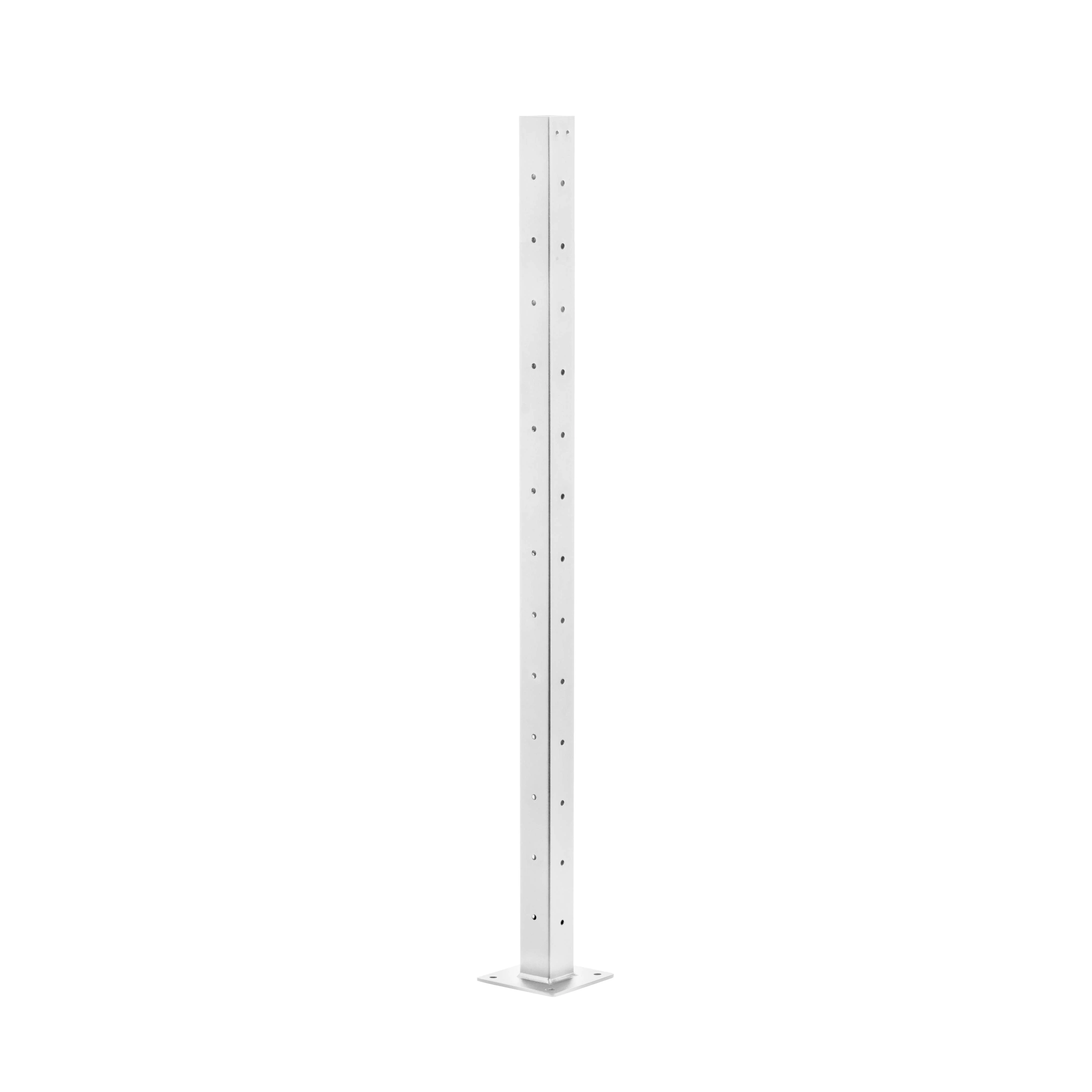 42", Base Mount, Corner, Zinc Post, White