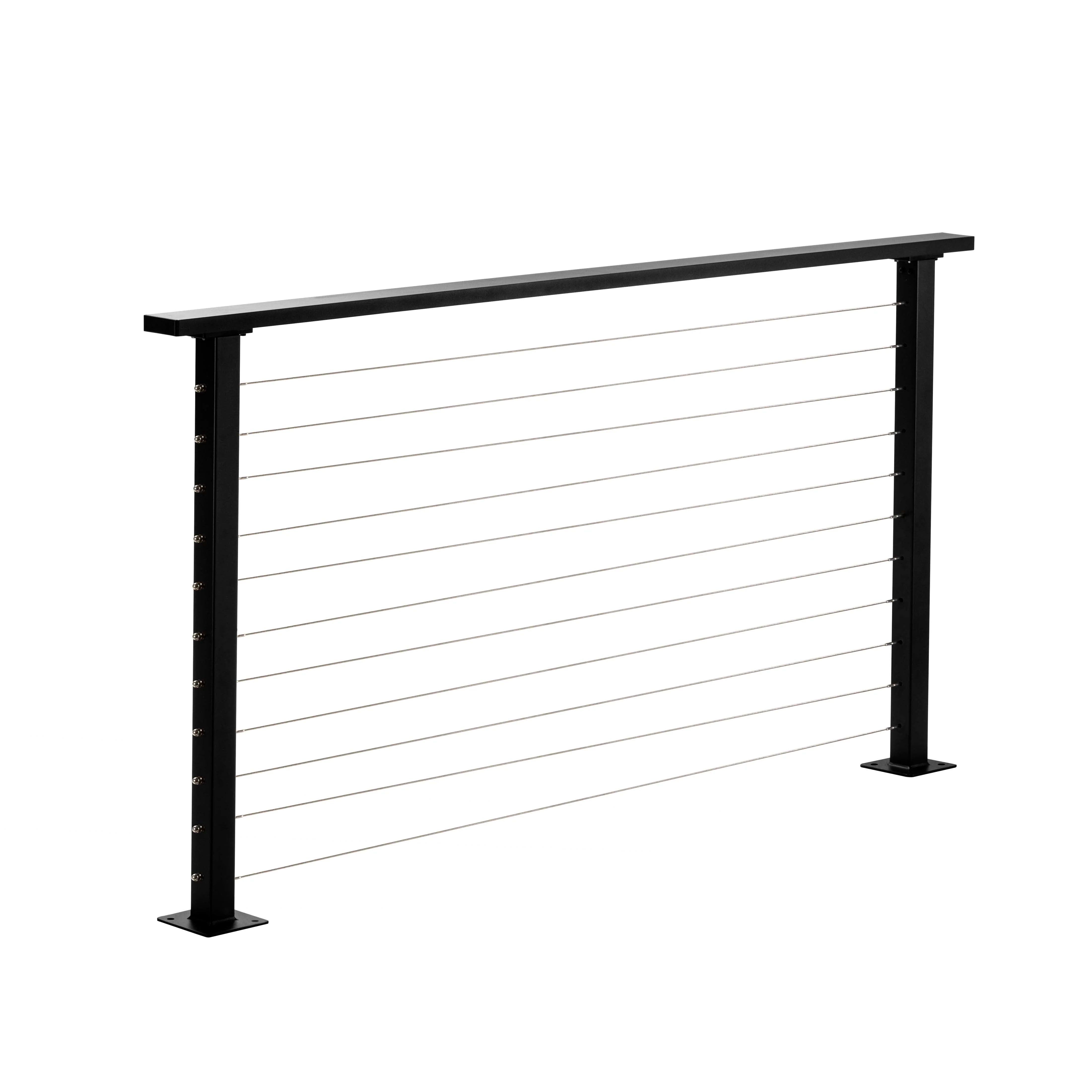 6 ft. Deck Cable Railing, 36 in. Base Mount, Black , Stainless - Image 2