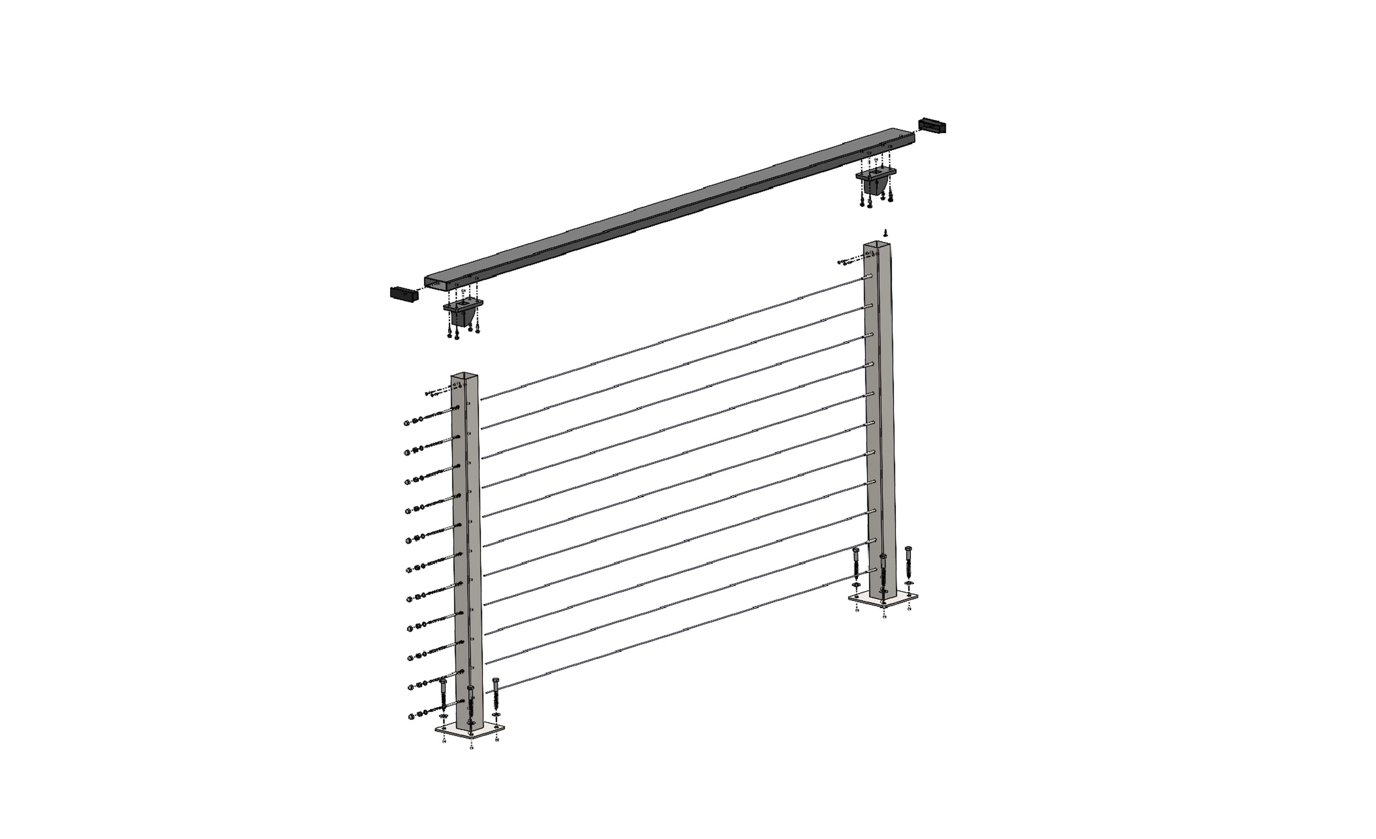6 ft. Deck Cable Railing, 36 in. Face Mount, Grey - Image 11