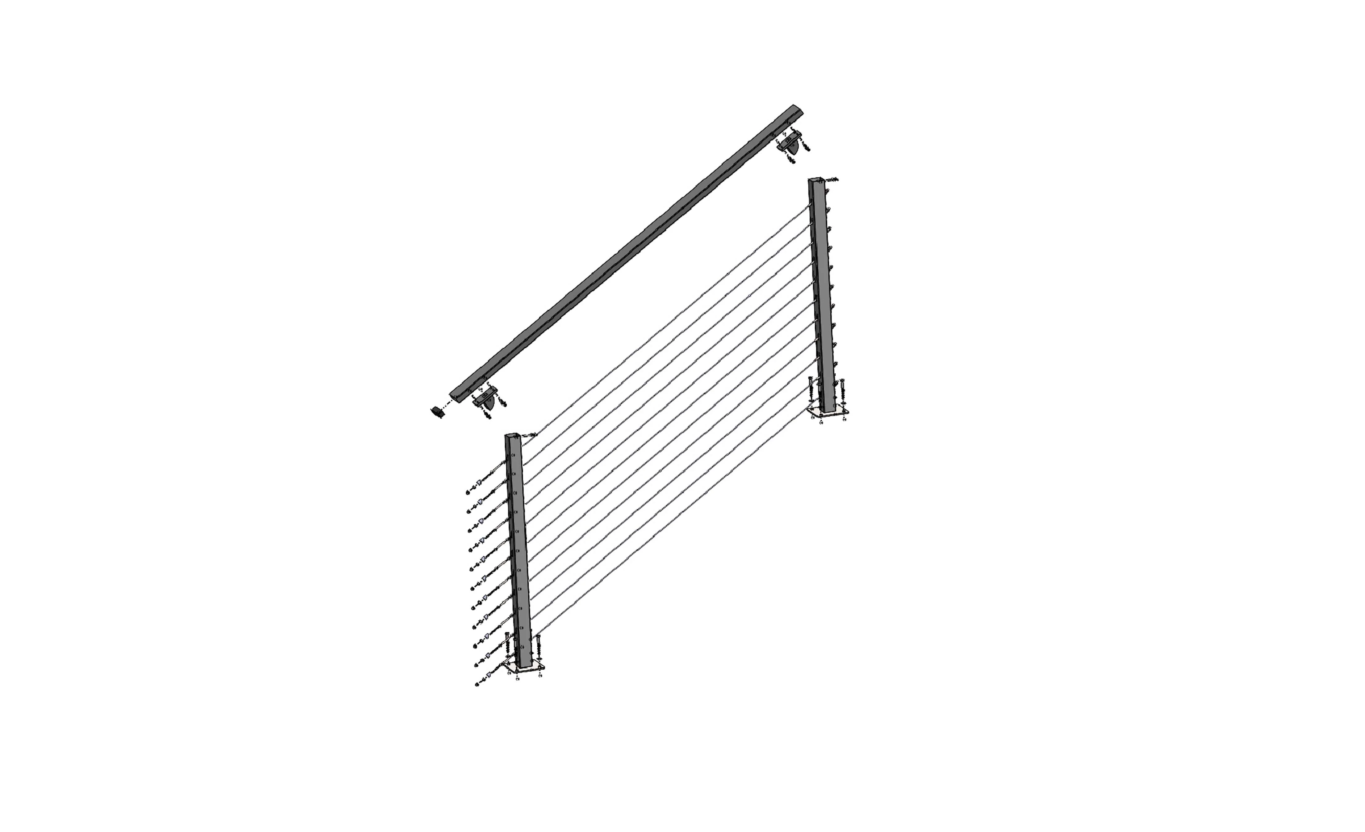 6 ft. Stair Cable Railing, 36 in. Base Mount in White , Stainless - Image 2