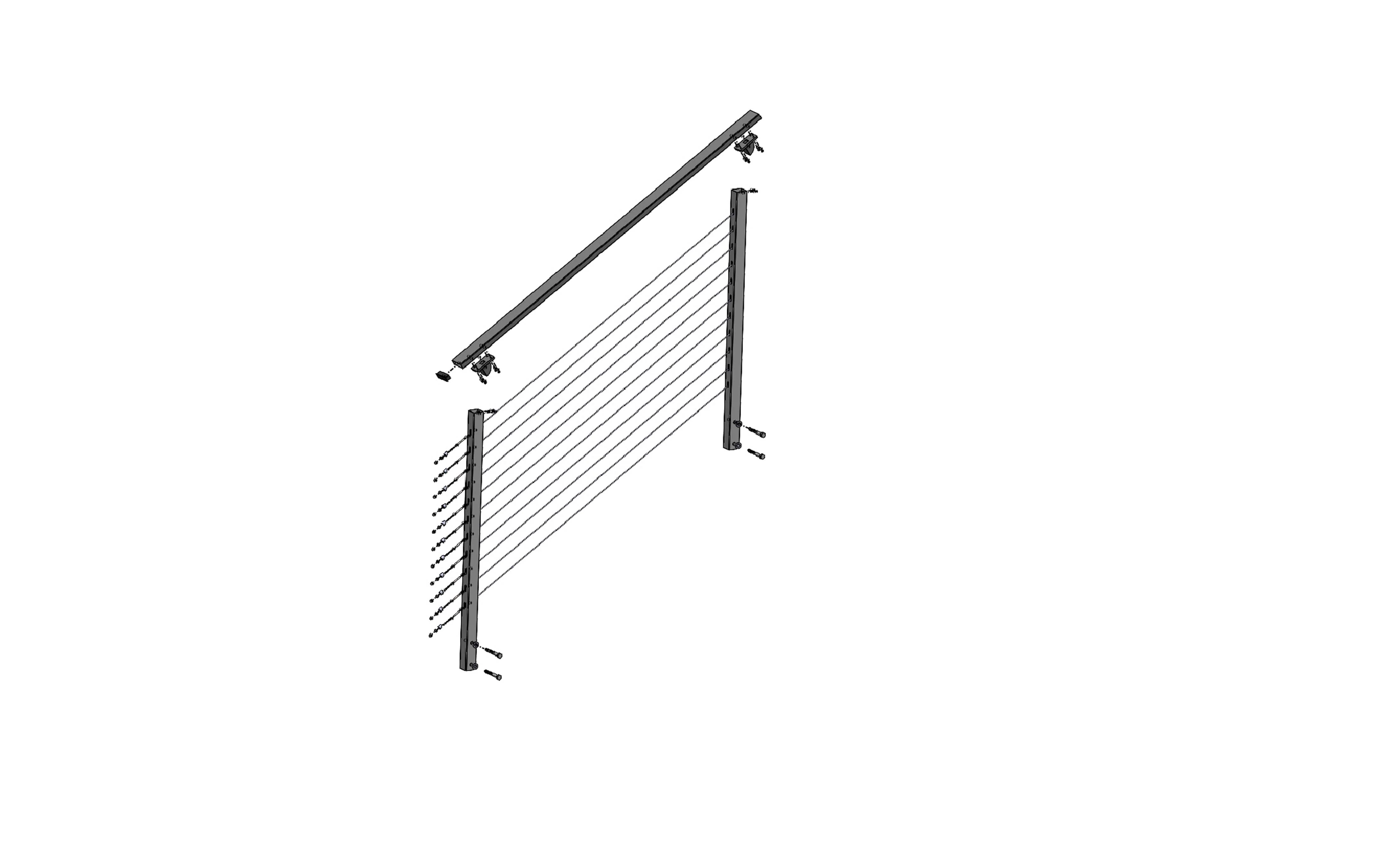 6 ft. Stair Cable Railing, 36 in. Face Mount, White , Stainless - Image 2