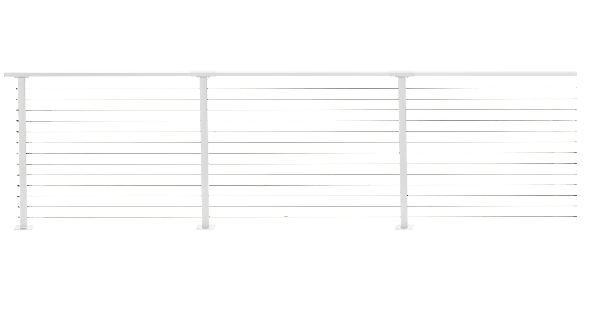 62 ft. x 42 in. White Deck Cable Railing, Base Mount