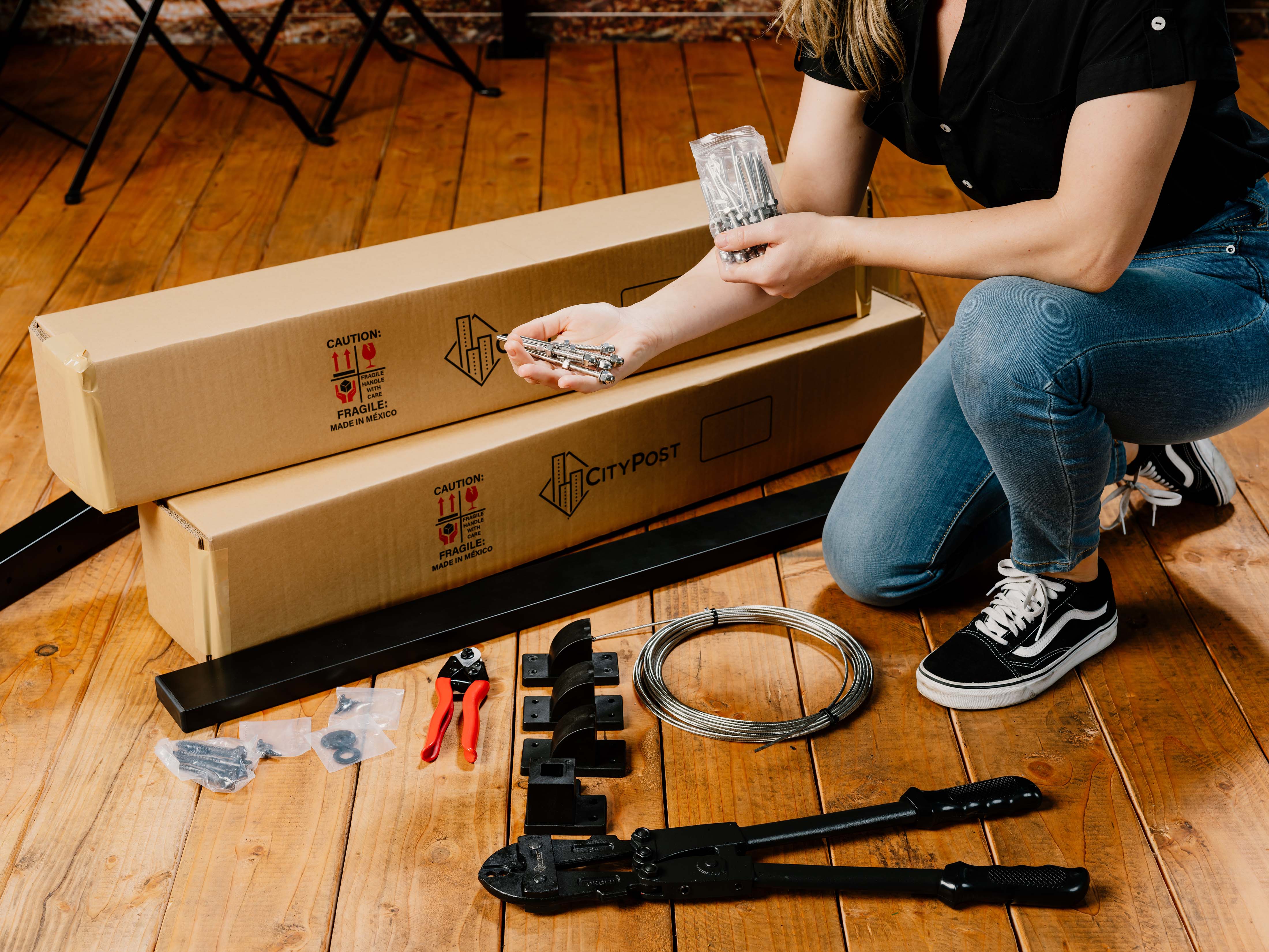 8 ft. Stair Cable Railing, 42 in. Base Mount, White - Image 4